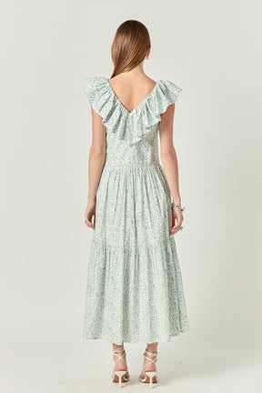 ENGLISH FACTORY - Floral Ruffled Midi Dress - DRESSES available at Objectrare