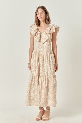 ENGLISH FACTORY - Floral Ruffled Midi Dress - DRESSES available at Objectrare