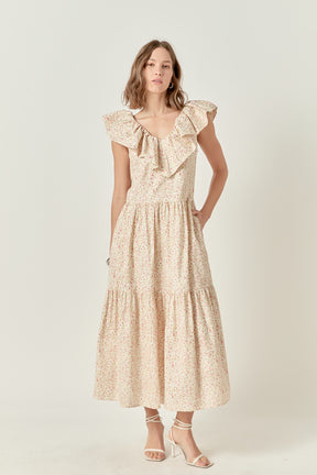 ENGLISH FACTORY - Floral Ruffled Midi Dress - DRESSES available at Objectrare