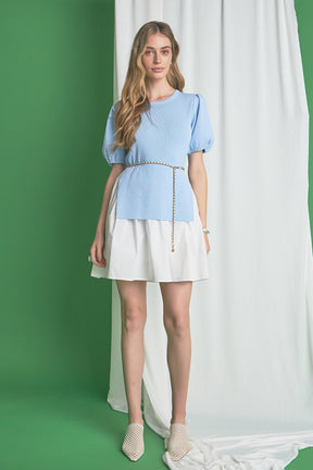 ENGLISH FACTORY - Mixed Media Knit Mini Dress - DRESSES available at Objectrare