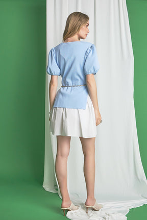 ENGLISH FACTORY - Mixed Media Knit Mini Dress - DRESSES available at Objectrare