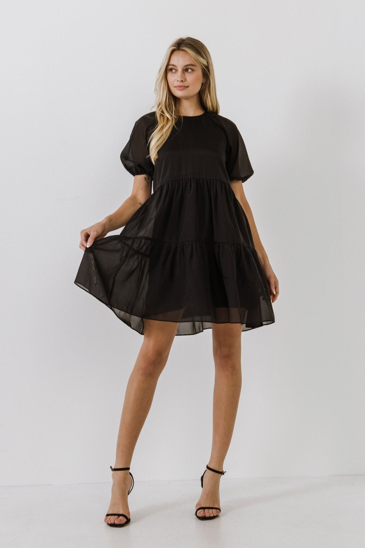 ENGLISH FACTORY - Organza Puff Sleeve Mini Dress - DRESSES available at Objectrare