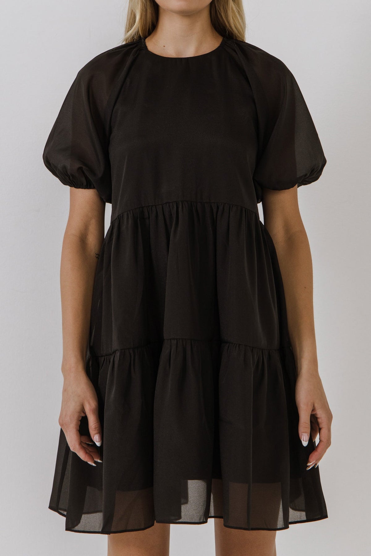 ENGLISH FACTORY - Organza Puff Sleeve Mini Dress - DRESSES available at Objectrare