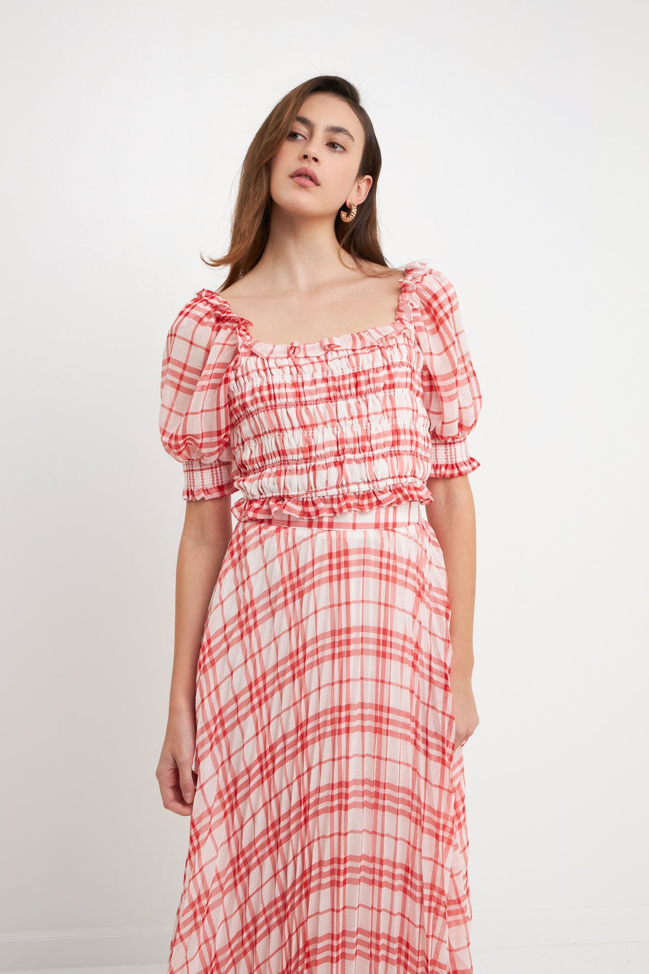 ENDLESS ROSE - Gingham Smocked Top - TOPS available at Objectrare