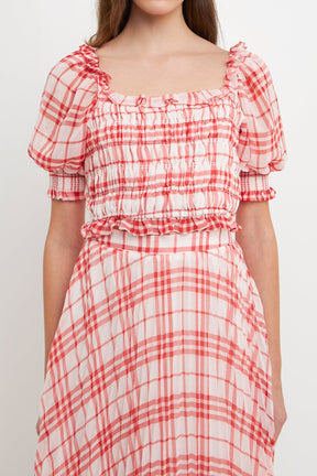 ENDLESS ROSE - Gingham Smocked Top - TOPS available at Objectrare