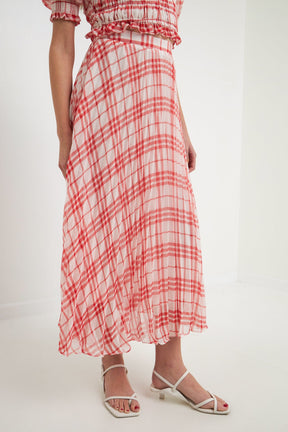 ENDLESS ROSE - Gingham Pleated Midi Skirt - SKIRTS available at Objectrare