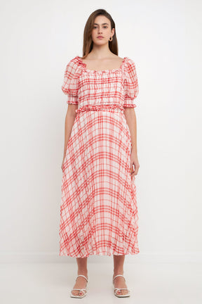 ENDLESS ROSE - Gingham Pleated Midi Skirt - SKIRTS available at Objectrare