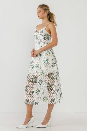 ENDLESS ROSE - Endless Rose - Floral Printed Lace Midi Dress - DRESSES available at Objectrare