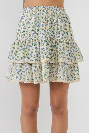 FREE THE ROSES - Free The Roses - Floral Lace Trim Detail Mini Skirt - Skirt available at Objectrare