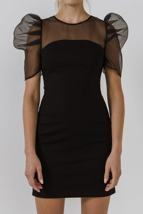 ENDLESS ROSE - Organza with Knit Mini Dress - DRESSES available at Objectrare