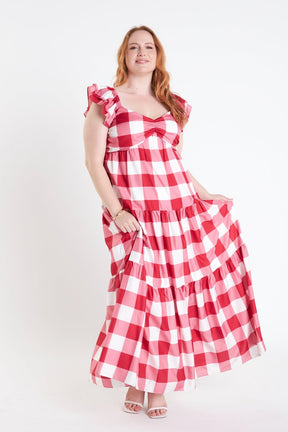 ENGLISH FACTORY - Plus Size Gingham Maxi Dress - DRESSES available at Objectrare