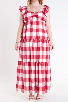 ENGLISH FACTORY - Plus Size Gingham Maxi Dress - DRESSES available at Objectrare