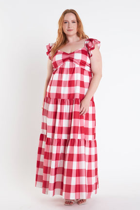 ENGLISH FACTORY - Plus Size Gingham Maxi Dress - DRESSES available at Objectrare