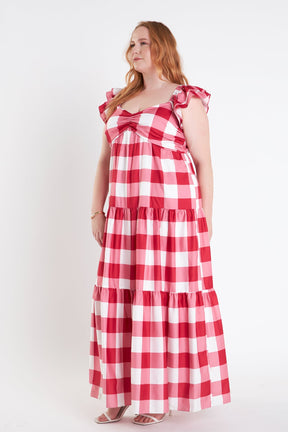 ENGLISH FACTORY - Plus Size Gingham Maxi Dress - DRESSES available at Objectrare