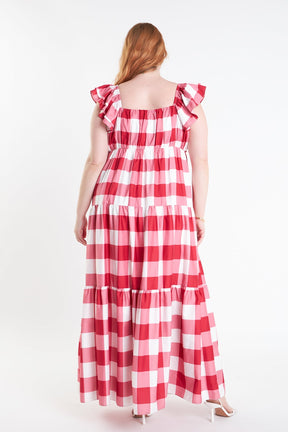 ENGLISH FACTORY - Plus Size Gingham Maxi Dress - DRESSES available at Objectrare