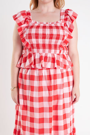 ENGLISH FACTORY - Gingham Smocked Top - TOPS available at Objectrare