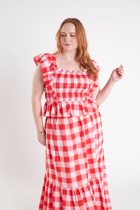 ENGLISH FACTORY - Gingham Smocked Top - TOPS available at Objectrare