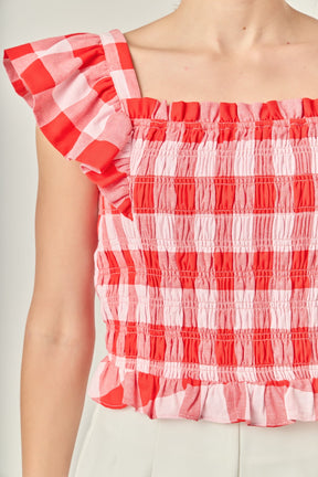 ENGLISH FACTORY - Gingham Smocked Top - TOPS available at Objectrare