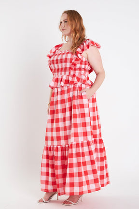 ENGLISH FACTORY - English Factory - Plus Size Gingham Midi Skirt - SKIRTS available at Objectrare