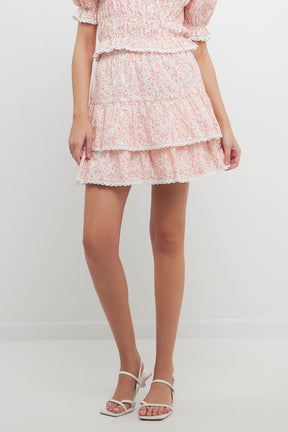 FREE THE ROSES - Floral Eyelet Ruffled Mini Skirt - SKIRTS available at Objectrare