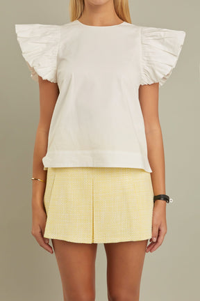 ENGLISH FACTORY - Folded Ruffle Sleeve Top - TOPS available at Objectrare
