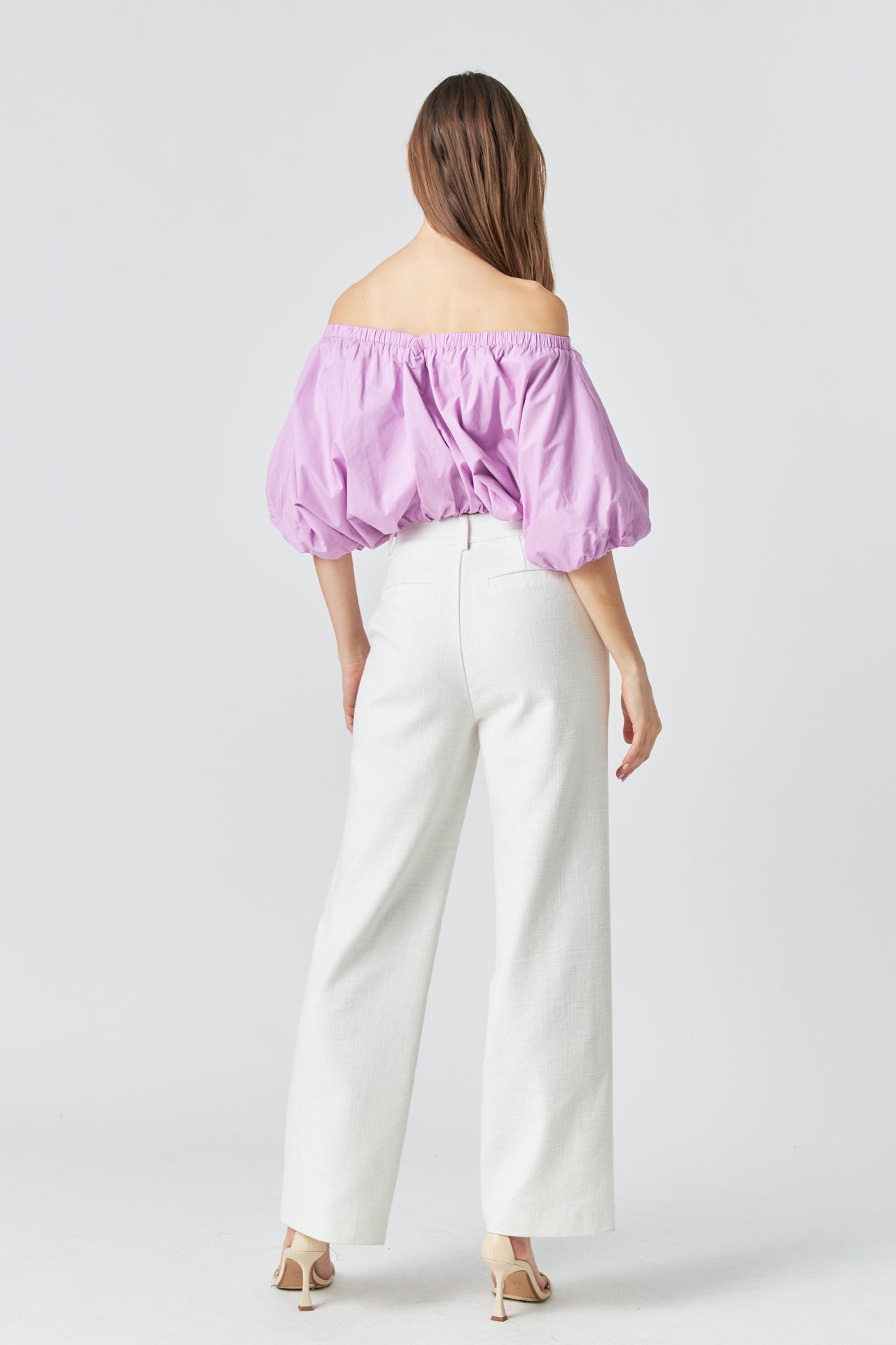 ENDLESS ROSE - Cropped V-neckline Puff Top - TOPS available at Objectrare