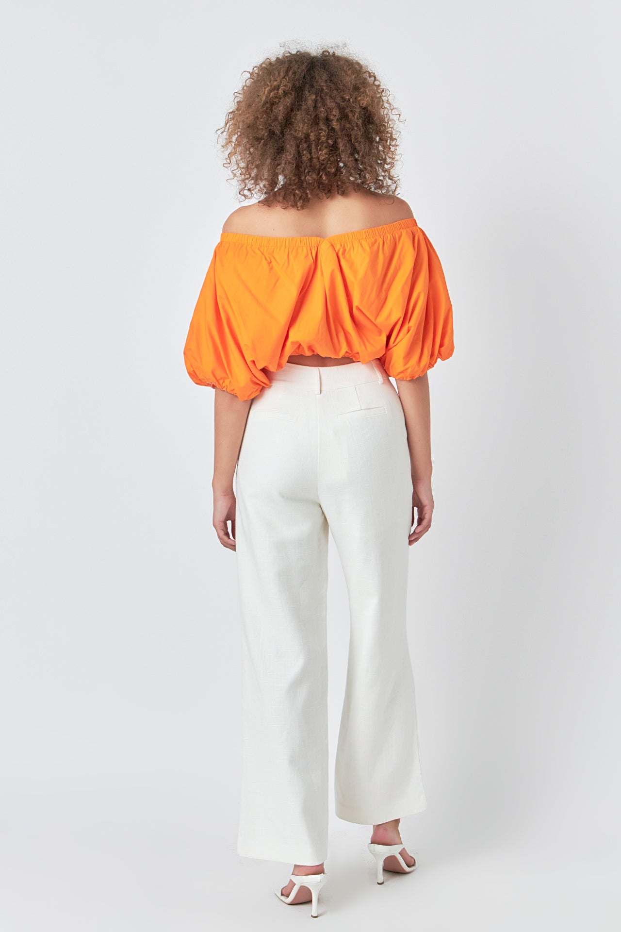 ENDLESS ROSE - Cropped V-neckline Puff Top - TOPS available at Objectrare