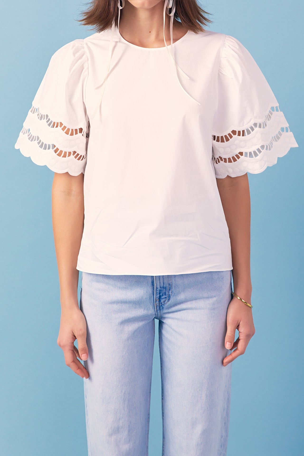 Mixed Media Lace Trim Knit Top