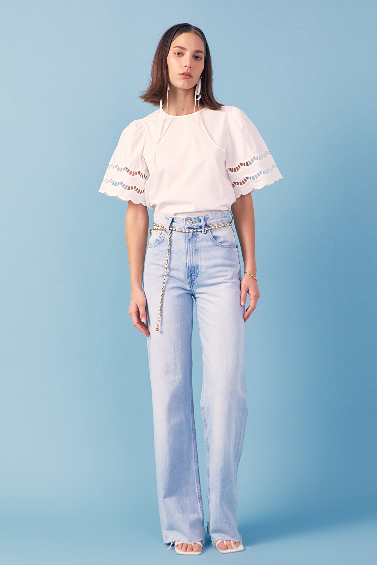 Mixed Media Lace Trim Knit Top