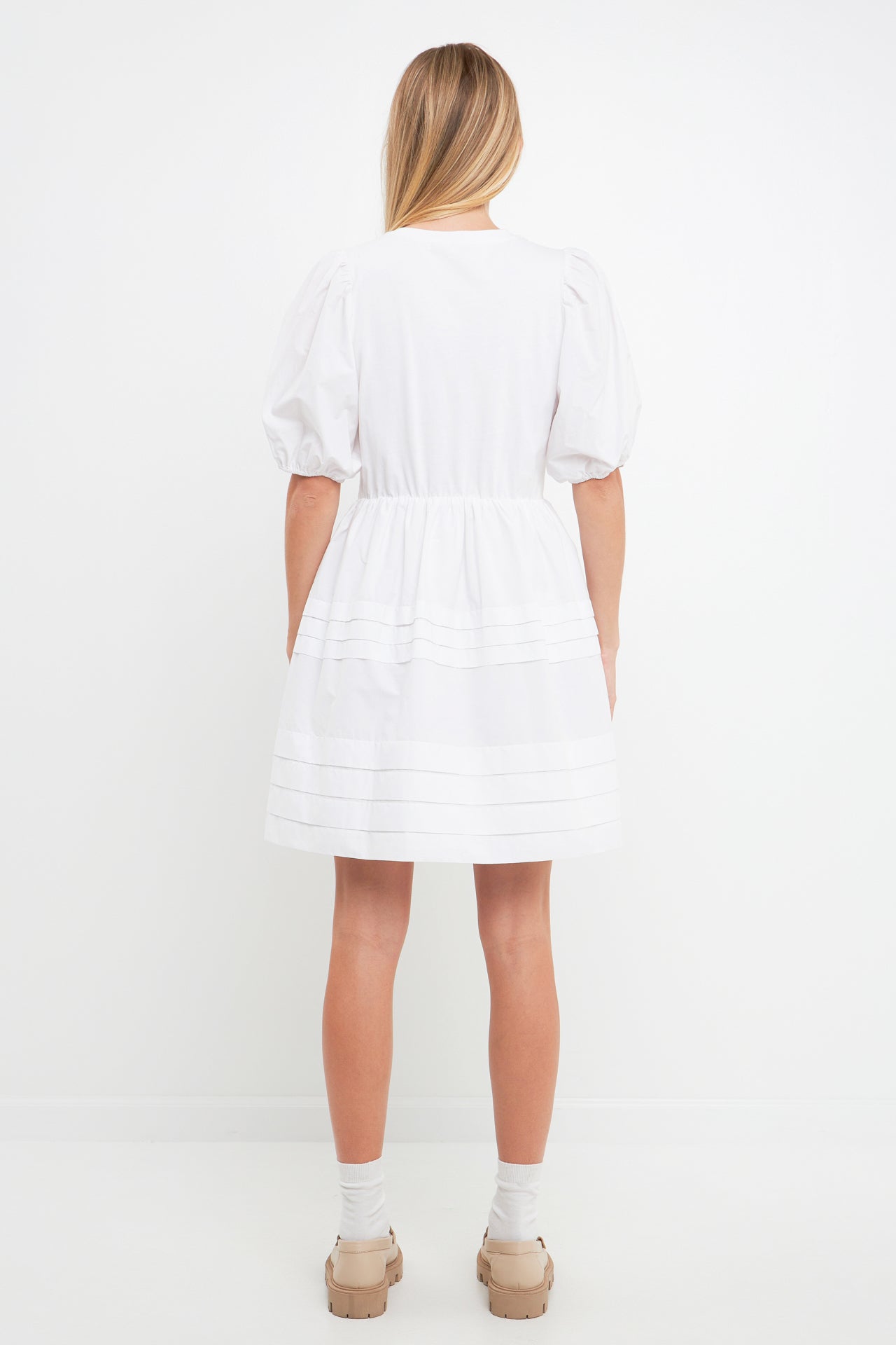 ENGLISH FACTORY - Mixed Media Pleats Mini Dress - DRESSES available at Objectrare