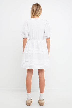ENGLISH FACTORY - Mixed Media Pleats Mini Dress - DRESSES available at Objectrare