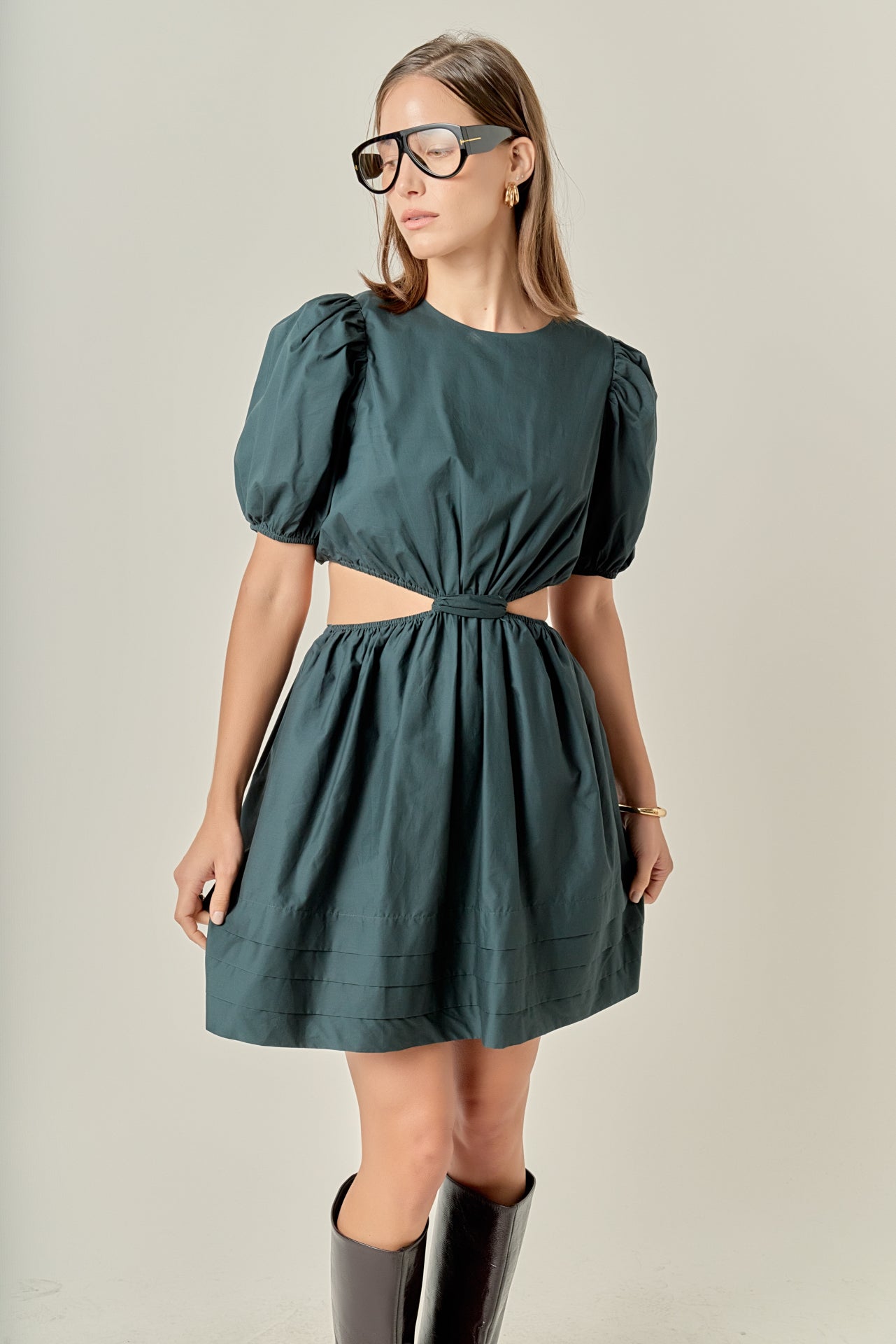 ENGLISH FACTORY - Pleats with Cut-out Detail Mini Dress - DRESSES available at Objectrare