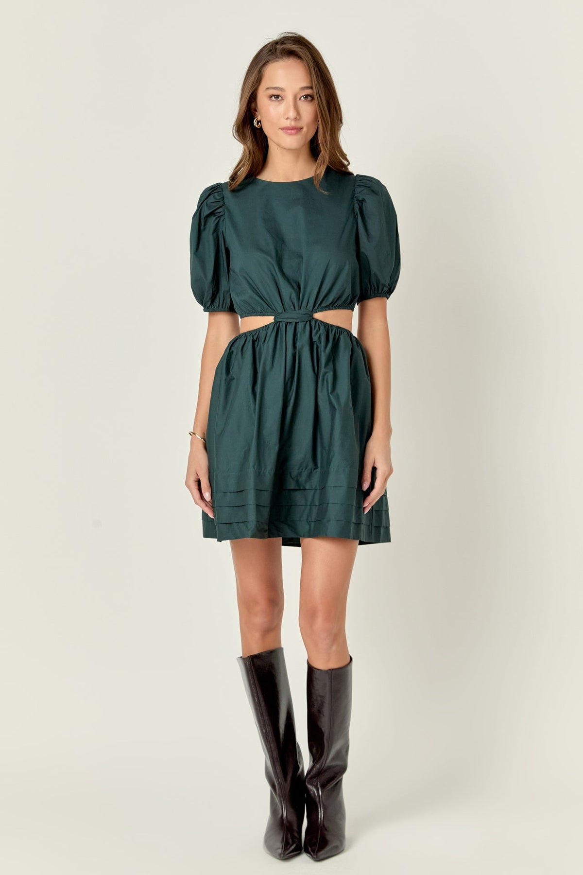 ENGLISH FACTORY - Pleats with Cut-out Detail Mini Dress - DRESSES available at Objectrare