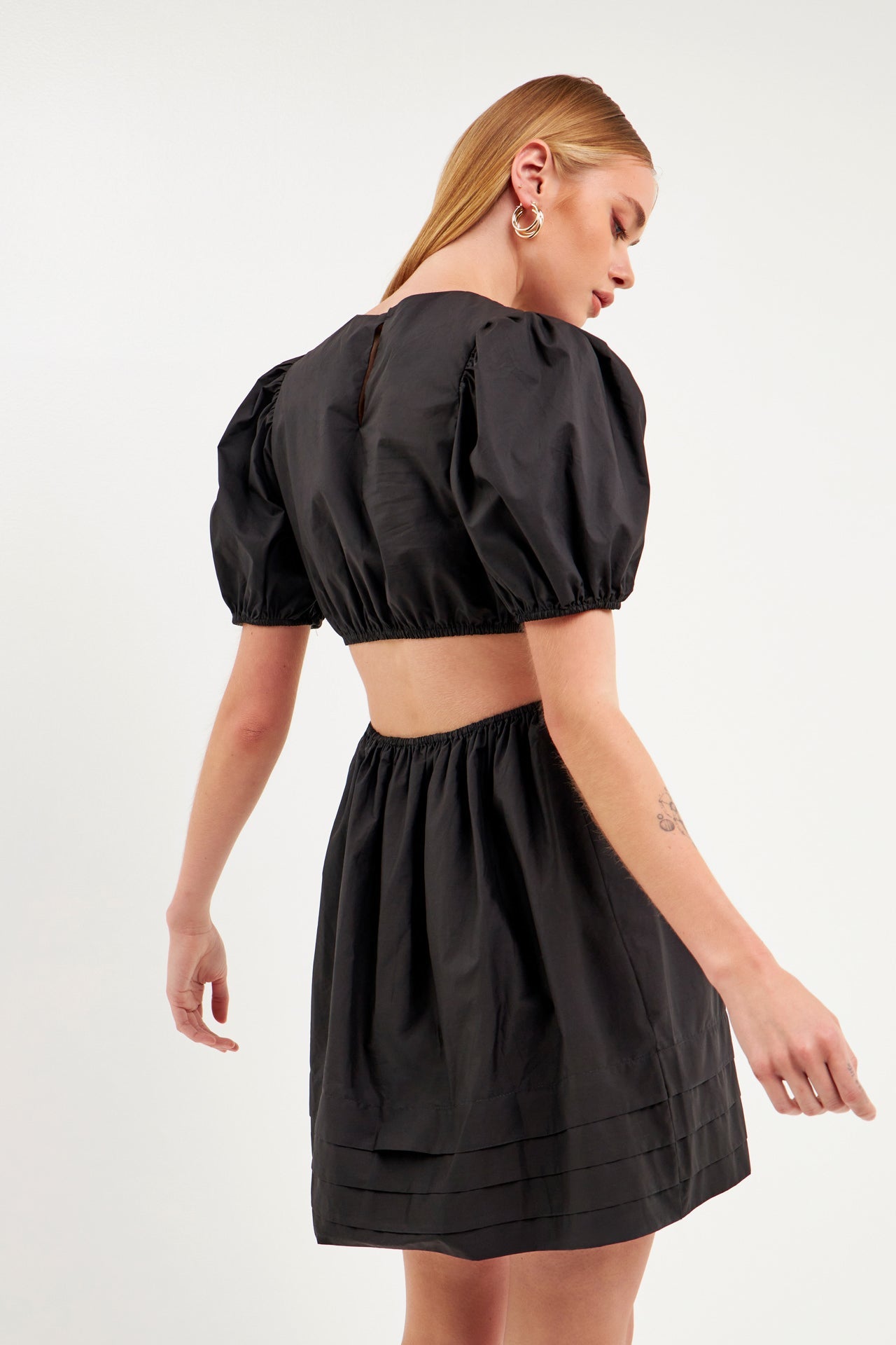 ENGLISH FACTORY - English Factory - Pleats with Cut-out Detail Mini Dress - DRESSES available at Objectrare