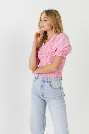 V-neckline Smocked Top