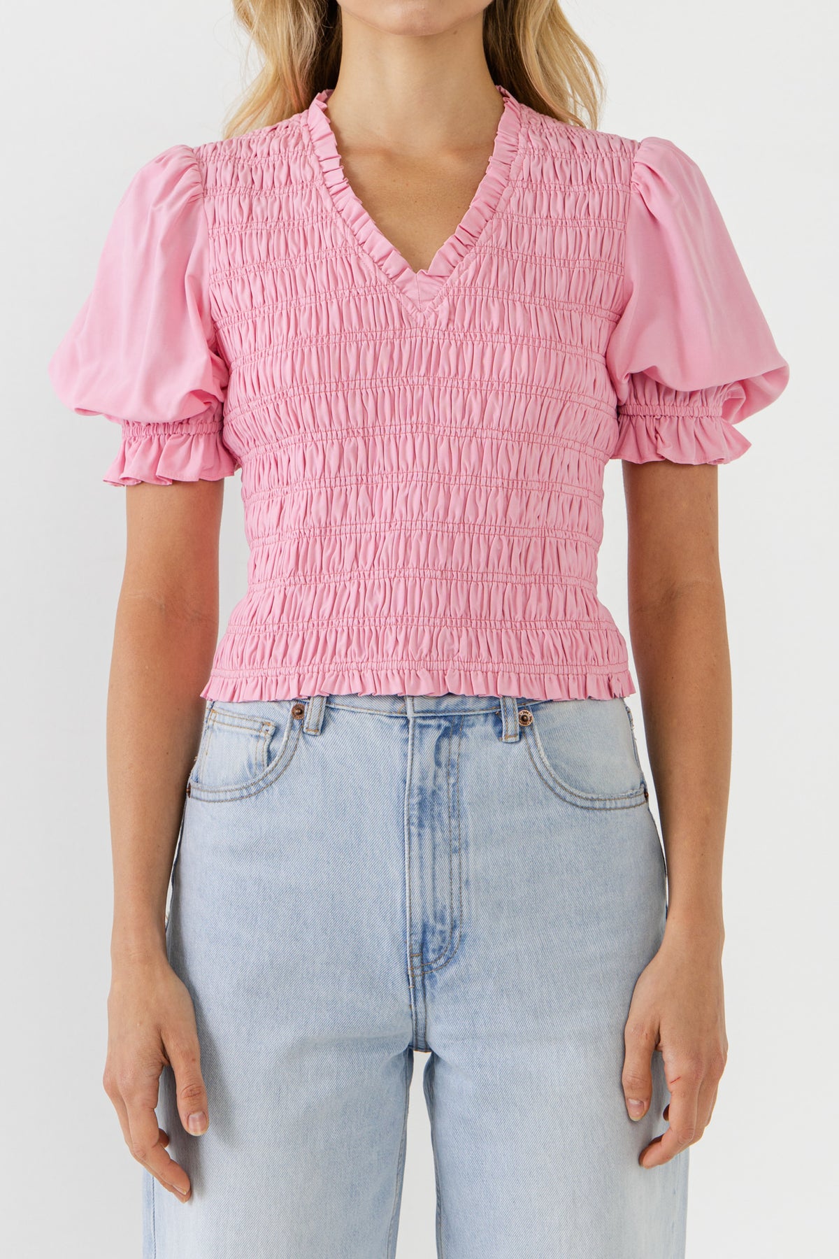 V-neckline Smocked Top