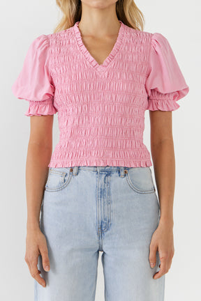V-neckline Smocked Top