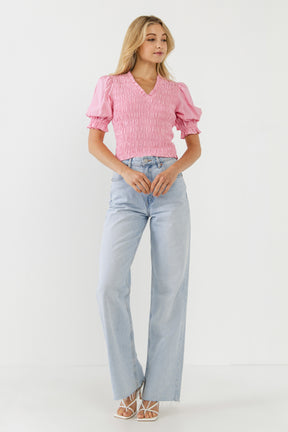 V-neckline Smocked Top