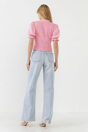 V-neckline Smocked Top
