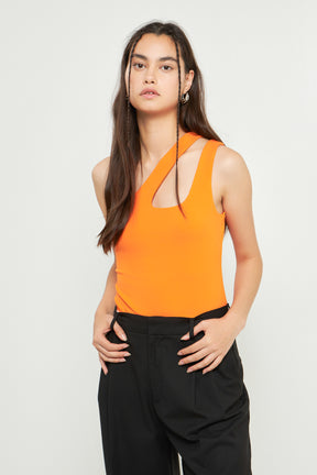 GREY LAB - One Shoulder Cut-out Detail Knit Bodysuit - TOPS available at Objectrare