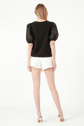 FREE THE ROSES - Mixed Media Knit Top - TOPS available at Objectrare