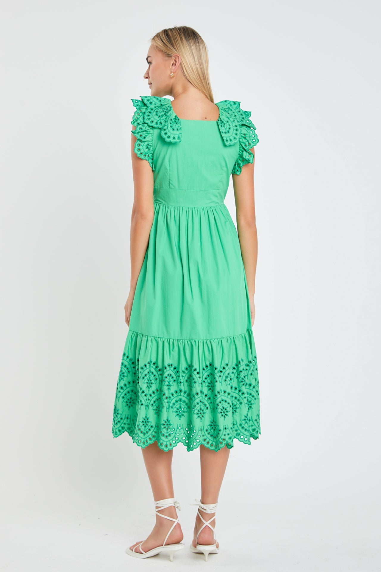ENGLISH FACTORY - Eyelet Scallop Detail Midi Dress - DRESSES available at Objectrare