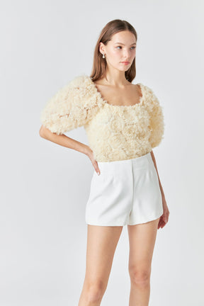 ENDLESS ROSE - Mesh Fabric Floral Shape Top - TOPS available at Objectrare