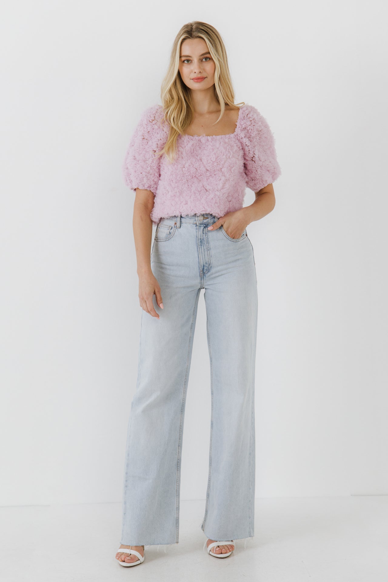 ENDLESS ROSE - Mesh Fabric Floral Shape Top - TOPS available at Objectrare