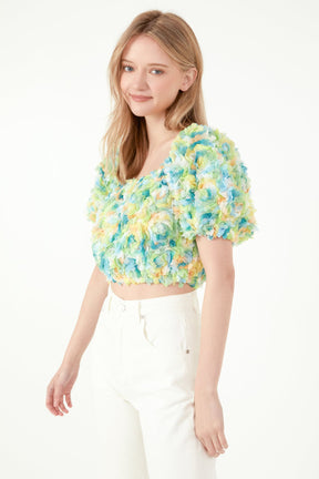 FREE THE ROSES - Free The Roses - Multi Color embellishment Cropped Top - TOPS available at Objectrare