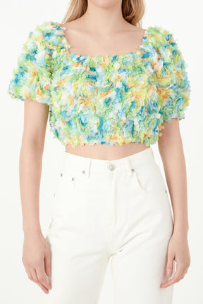 FREE THE ROSES - Free The Roses - Multi Color embellishment Cropped Top - TOPS available at Objectrare