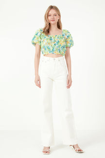 FREE THE ROSES - Free The Roses - Multi Color embellishment Cropped Top - TOPS available at Objectrare