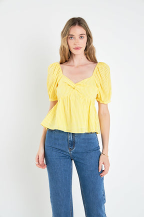 ENGLISH FACTORY - English Factory - Check Print Puff Sleeve Top - TOPS available at Objectrare