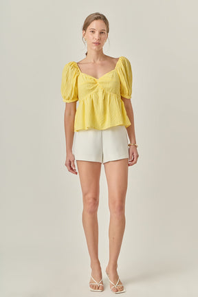 ENGLISH FACTORY - Check Print Puff Sleeve Top - TOPS available at Objectrare