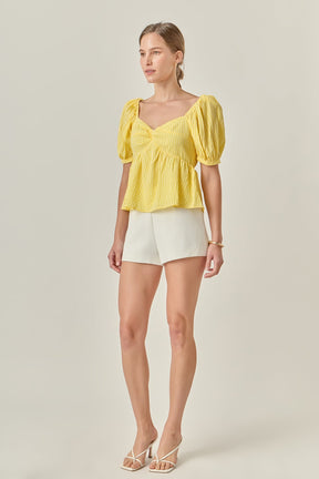 ENGLISH FACTORY - Check Print Puff Sleeve Top - TOPS available at Objectrare